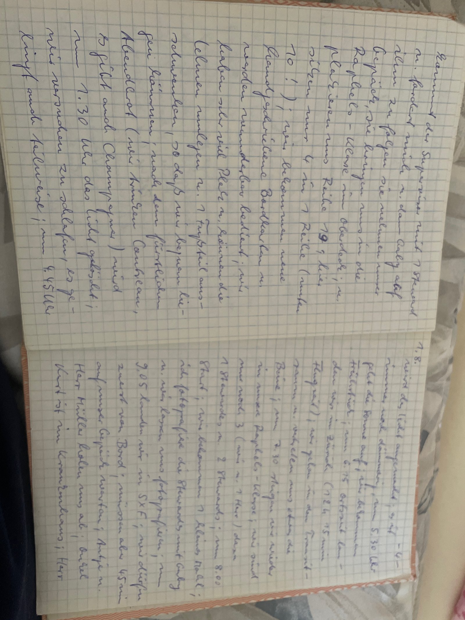 Originalseite aus Willfried Barghoorns Reisetagebuch
