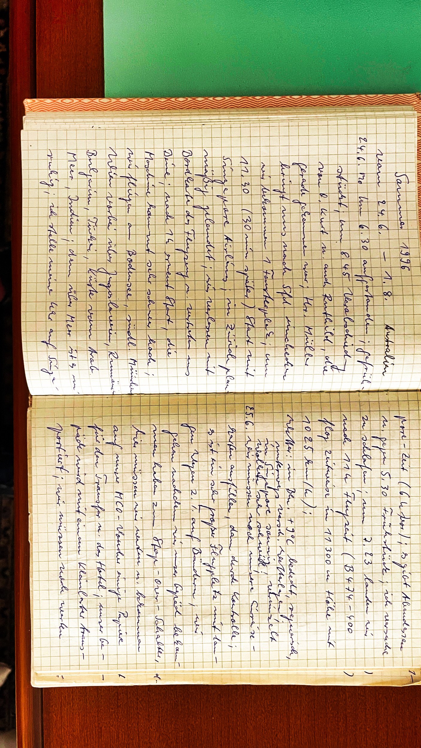 Originalseite aus Willfried Barghoorns Reisetagebuch